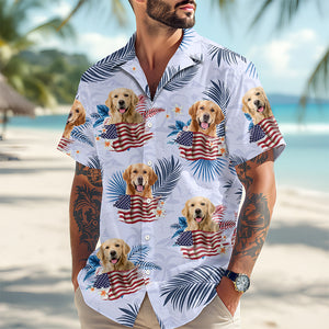 Custom Photo Dog Cat America Flag Hawaiian Shirt HA75 892540