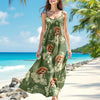 Custom Photo Aloha Hawaiian Dog Women's V-Neck Cami Maxi Dress HO82 893666