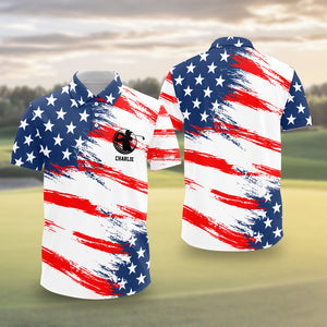 Personalized Golf Ball America Flag Patriotic Polo Shirt Gift For Golfer, Golf Lovers HA75 898708