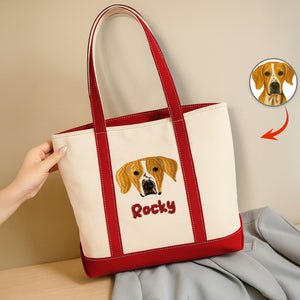 Custom Pet Face Embroidered Monogram Beach Bag HO82 894238