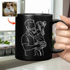 Custom Photo Dad With Kid Drawing Style Black Mug Gift For Birthday, For Dad HO82 894204