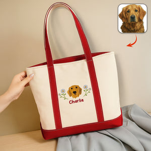 Custom Pet With Birth Month Flower Embroidered Monogram Beach Bag HO82 894240