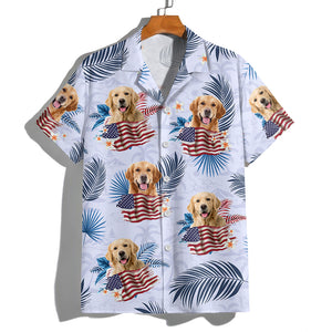Custom Photo Dog Cat America Flag Hawaiian Shirt HA75 892540