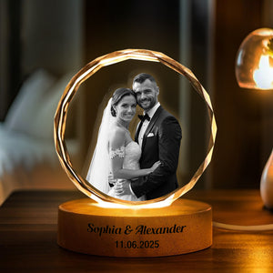 Custom Wedding Photo Engraved Crystal Photo With Light CH07 910034