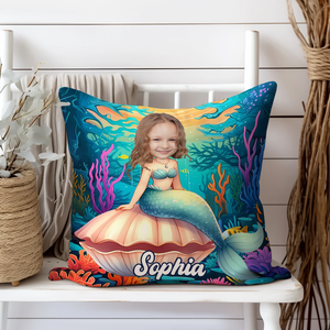 Custom Kid Photo Mermaid Princess Pillow Gifts for Girls CH07 896476