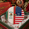 Custom Name Mexican American Flag Ceramic Ornament, Patriotic Gift for Mestizo CH07 180392