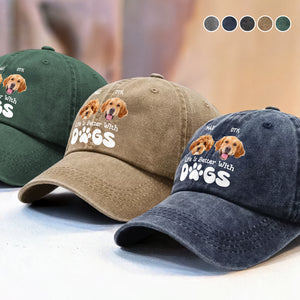 Custom Photo Life Is Better With Dogs Washed Denim Baseball Cap HA75 892582