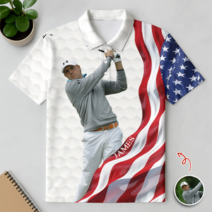 Custom Photo American Flag Golf Art Polo Shirt Gift Idea For American Lovers HO82 900842