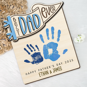 Personalized Hands Down Best Dad Ever 2-Layered Wooden Plaque With Stand TH10 892985