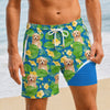 Custom Dog Photo Hawaiian 2-in-1 Swim Trunks For Men TH10 170521