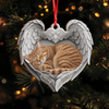 Personalized Cat Sleeping Angel Wings Wood Ornament, Pet Memorial Keepsake HA75 921764