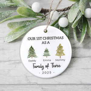 Our 1st Christmas As A Tree Family Of Three Christmas Ceramic Ornament LM32 895429