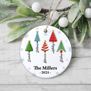 Personalized Family Christmas Tree 3D Inflated - Personalized Circle Ceramic Ornament LM32 895899