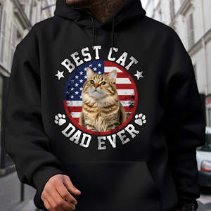 Custom Photo Best Dog Dad Ever With US Flag Dark Shirt HA75 892526