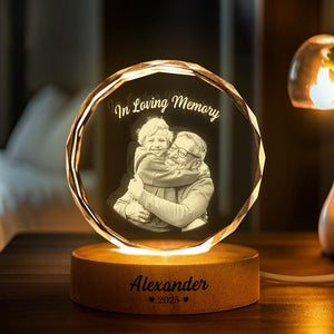 Custom Photo In Loving Memory Memorial Engraved Crystal Photo With Light HA75 898210