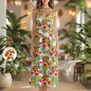 Custom Dog Face Tropical Summer Dress Hawaiian Maxi Dress for Dog Lovers CH07 911026