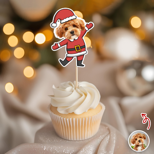 Custom Funny Dog Photo Christmas Cupcake Toppers Xmas Decor TH10 894767