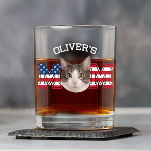 Custom Photo Cat Dad US Flag Rock Glass HA75 892408