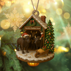 Custom Name Buffalo Farm Wood Ornament – Christmas Gifts for Women & Men LM32 895611