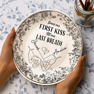 I'm Keeping You Forever Chinoiserie Toile De Jouy Style Couple Personalized Ceramic Plate Gift For Husband Wife, Anniversary HA75 892648