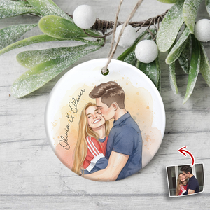 Custom Photo And Name Ceramic Ornament For Couple TH10 896745