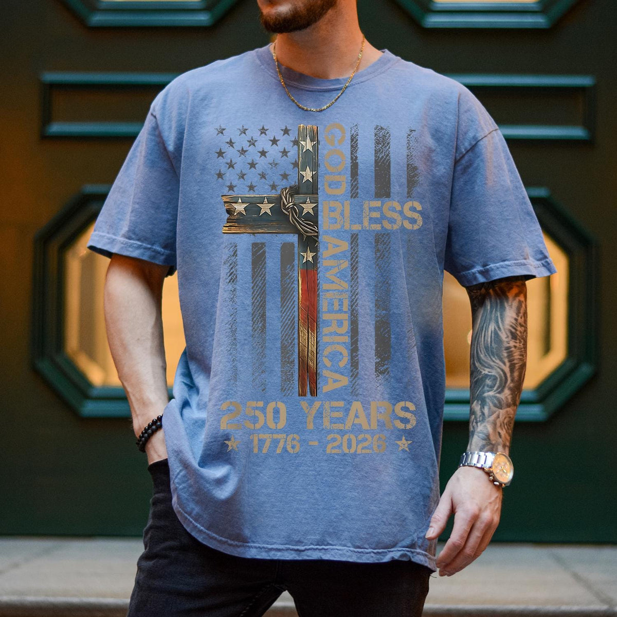 God Bless America Comfort Colors Shirt 250 Years 1776 2026 Christian USA Flag Shirt CH07 911932