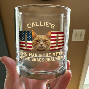 Custom Photo Cat Dad The Man The Myth American Flag Dad Rock Glass HA75 892400