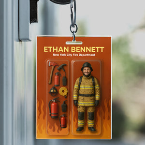 Custom Photo Firefighter Figure Acrylic Keychain Gift For Dad HO82 894218