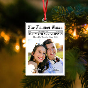 Custom Photo The Forever Times Acrylic Ornament Christmas Gift For Couples HO82 894732