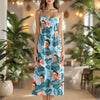 Custom Human Photo Hawaiian Style Women's V-Neck Cami Maxi Dress For Summer Beach Holiday HO82 893596
