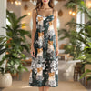 Custom Cat Photo Floral Style Women's V-Neck Cami Maxi Dress HO82 893600