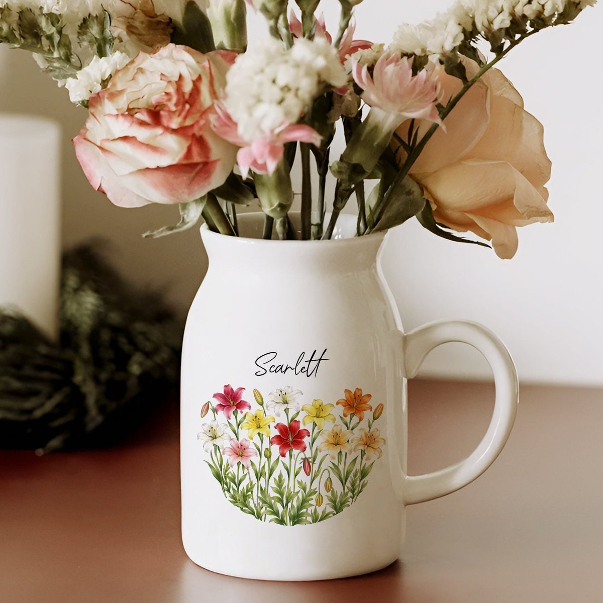 Personalized Floral Name Flower Vase Gift For Her CH07 911202