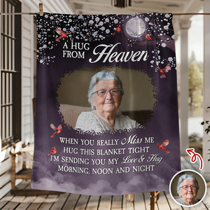 Custom Photo A Hug From Heaven Memorial Blanket Gifts for Family, Friends HO82 894454