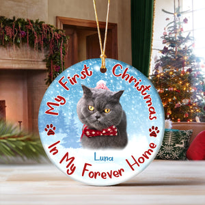 Custom Cat Photo My First Christmas In My Forever Home Christmas Ceramic Ornament CH07 896598