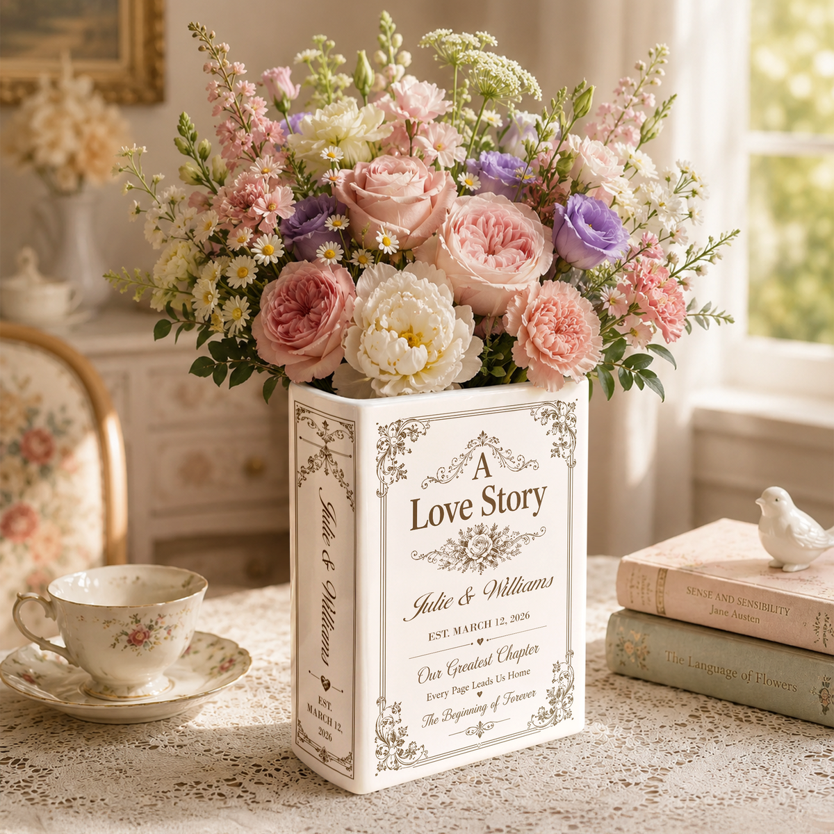 Personalized Wedding Ceramic Book Vase Romantic Book Flower Vase CH07 180402