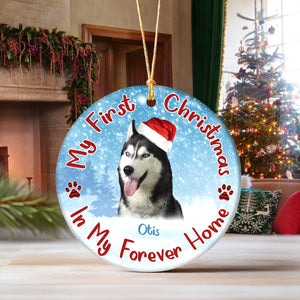 Custom Dog Photo My First Christmas In My Forever Home Christmas Ceramic Ornament CH07 896586