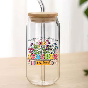 Personalized Glass Can With Lid Teacher Appreciation Gift, Back To School Gift CH07 896158