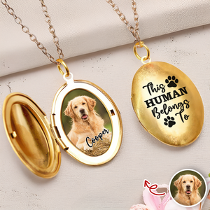 Custom Photo This Human Belongs To Dog Cat Locket Necklace HA75 892990