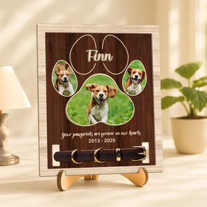 Custom Photo Your Pawprints Are Forever On Our Hearts Memorial 2-Layers Wooden Collar Frame LM32 893787