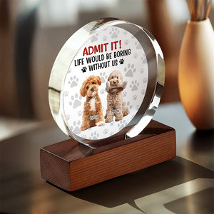 Custom Dog Cat Photo Life Would Be Boring Without Me Round Acrylic Frame Block TH10 894061