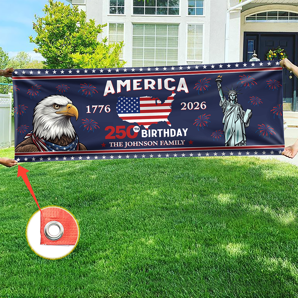 Custom Family Name American 250th Birthday 1776-2026 Banner HA75 920904