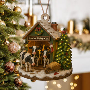 Custom Wood Ornament Gifts For Women, Men - Moo Love, Moo Christmas LM32 895553