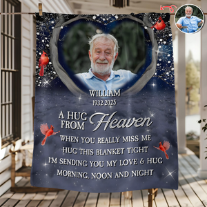 Personalized A Hug From Heaven Custom Photo Memorial Blanket CH07 896454