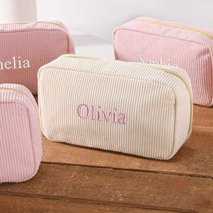 Personalized Name Embroidered Corduroy Cosmetic Bag, Bridesmaid Gifts, Bachelorette Party Gifts HO82 900522