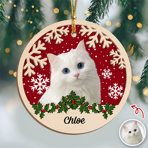Custom Photo Cat Christmas - Personalized 2-Layered Wooden Ornament CH07 896864