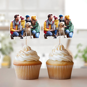 Custom Photo Family With Dog Cat Cupcake Toppers HO82 893640