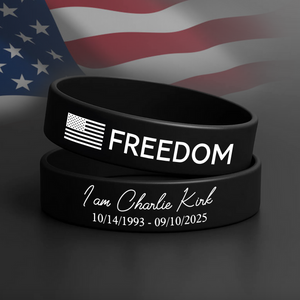 Laser Engraved Silicone Bracelet “FREEDOM”, Charlie Kirk Tribute Wristband LM32 65769