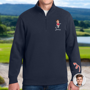 Custom Photo Printed Quarter Zip Sweater Gift for Golf Lovers TH10 898223