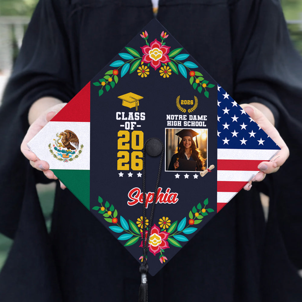 Personalized Country Flag Graduation Cap Topper Class of 2026 Gift CH07 910900