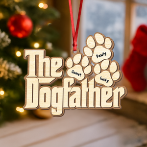 Custom Name Dogfather Christmas 2 Layers Wooden Ornament Gift For Dog Lover TH10 896633